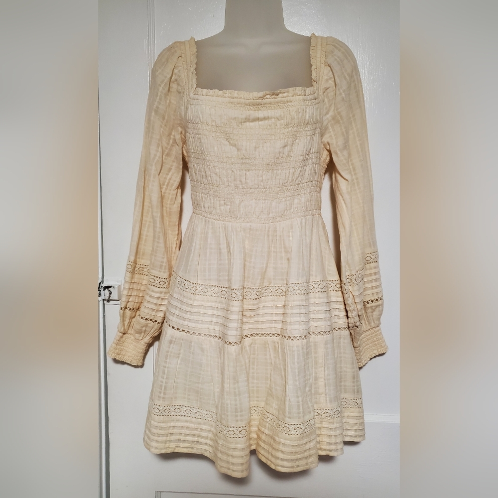 AE boho cream colored mini dress, sz M